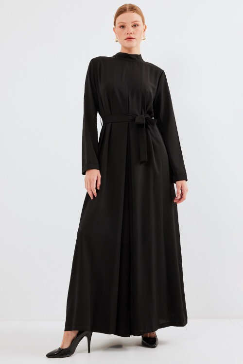 Merterium 7028 Uzun Tulum Elbise - Siyah