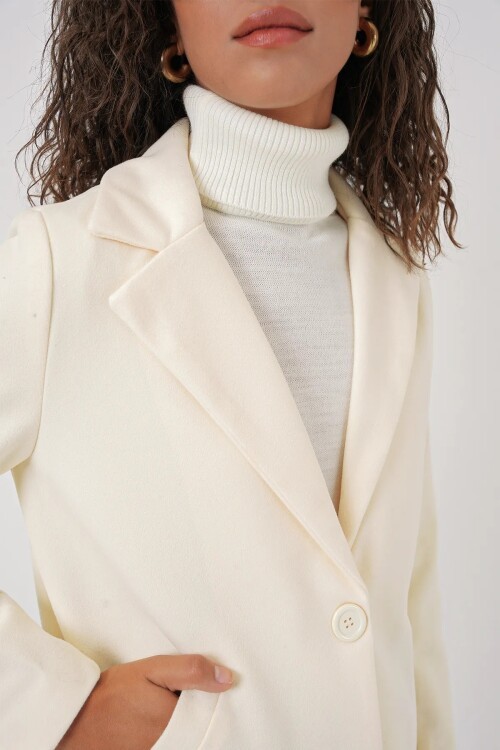 Merterium 9085 Kaşe Kaban - Krem