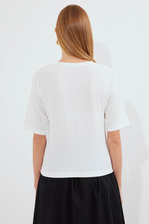 Merterium 911 Baskılı Örme Basic Tişört - Turuncu