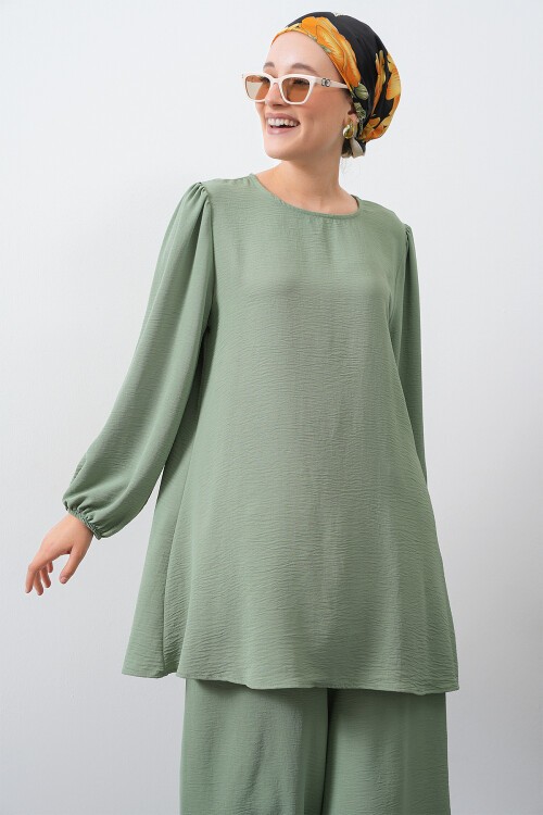 Merterium Kadın Ayrobin Tunik Pantolon Alt Üst Takım - Çağla