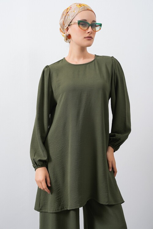 Merterium Kadın Ayrobin Tunik Pantolon Alt Üst Takım - Haki