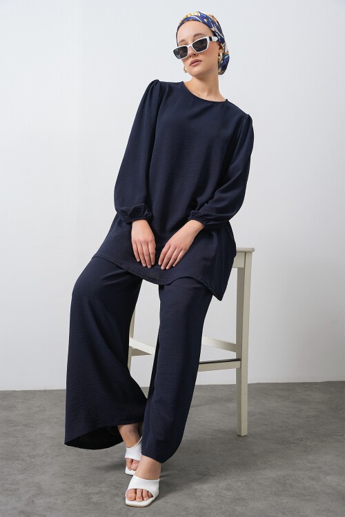 Merterium Kadın Ayrobin Tunik Pantolon Alt Üst Takım - Lacivert