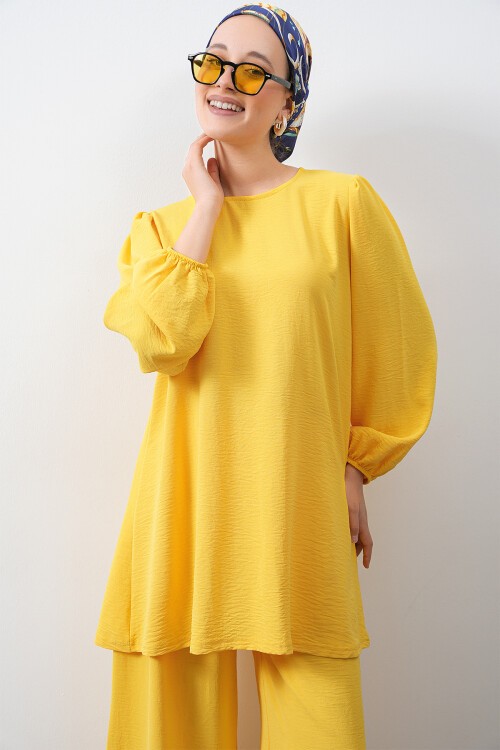 Merterium Kadın Ayrobin Tunik Pantolon Alt Üst Takım - Sarı