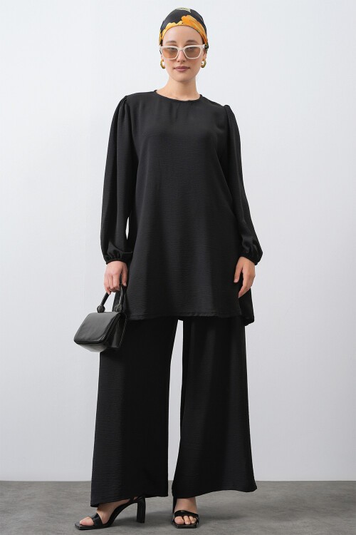 Merterium Kadın Ayrobin Tunik Pantolon Alt Üst Takım - Siyah