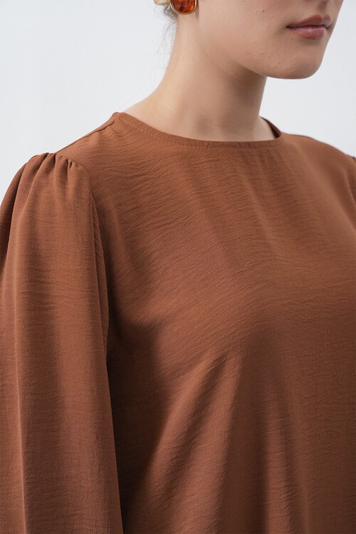 Merterium Kadın Ayrobin Tunik Pantolon Alt Üst Takım - Sütlü Kahve