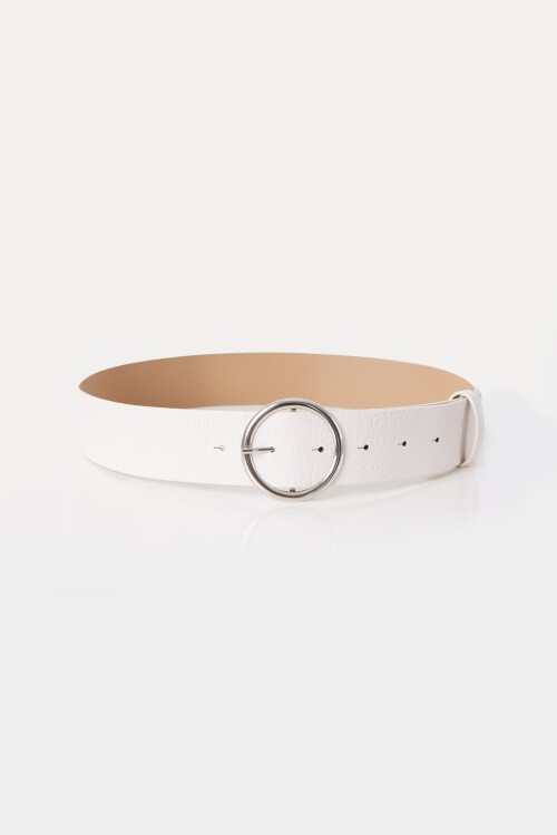 Merterium Kadın  Beyaz Tokalı Suni Deri Kemer 010124