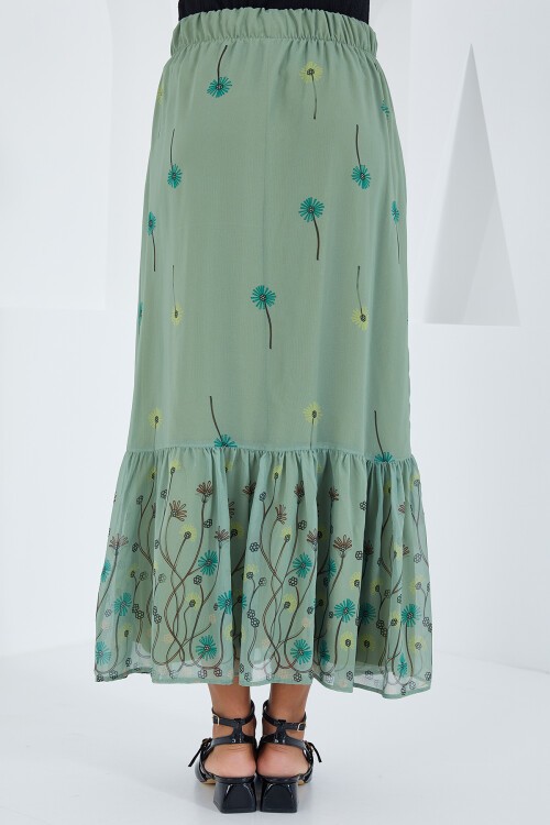 Merterium Kadın Çağla Desenli Şifon Etek 8010