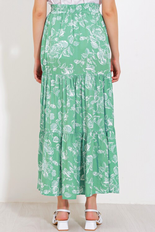 Merterium Kadın Çağla Desenli Uzun Viskon Etek 1898