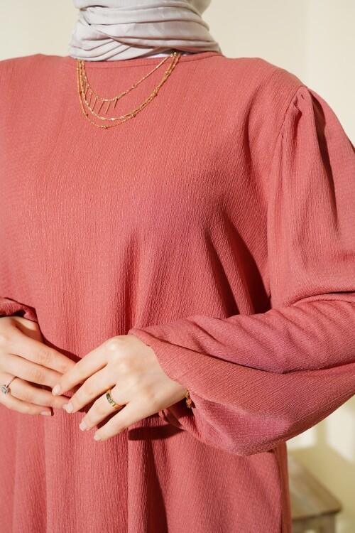 Merterium Kadın Gül Kurusu Tunik Pantolon Alt Üst Takım 6663