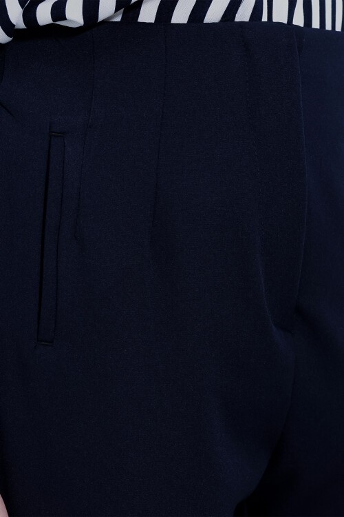 Merterium Kadın Lacivert Yüksek Bel Kumaş Pantolon 6650