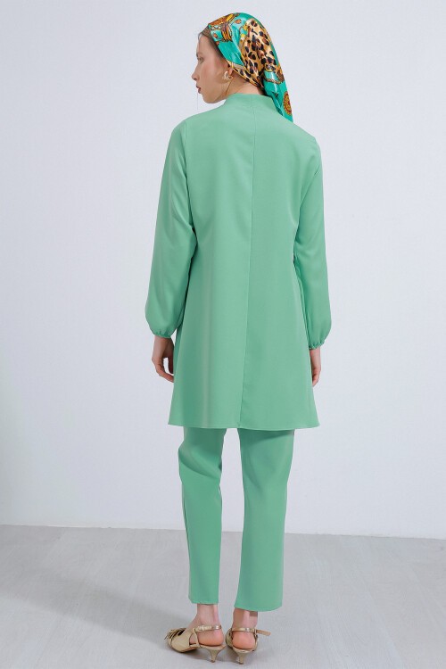 Merterium Kadın Mint Örme Pantolon Tunik Alt Üst Takım 6654