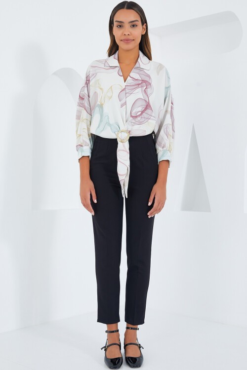 Merterium Kadın Oversize Dökümlü Crop Saten Gömlek 906 - Gül Kurusu