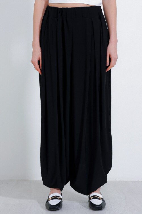 Merterium Kadın Siyah Şalvar Pantolon 6659