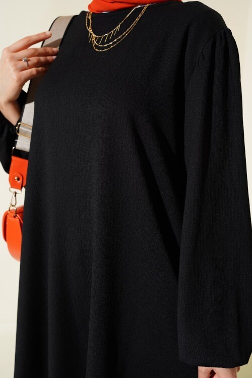 Merterium Kadın Siyah Tunik Pantolon Alt Üst Takım 6663