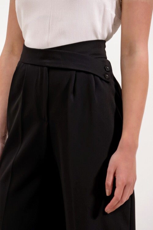 Merterium Kadın Siyah Yüksek Bel Palazzo Pantolon 6646