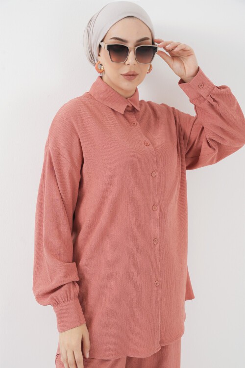 Merterium T5858 Örme Tesettür İkili Takım - Gül Kurusu