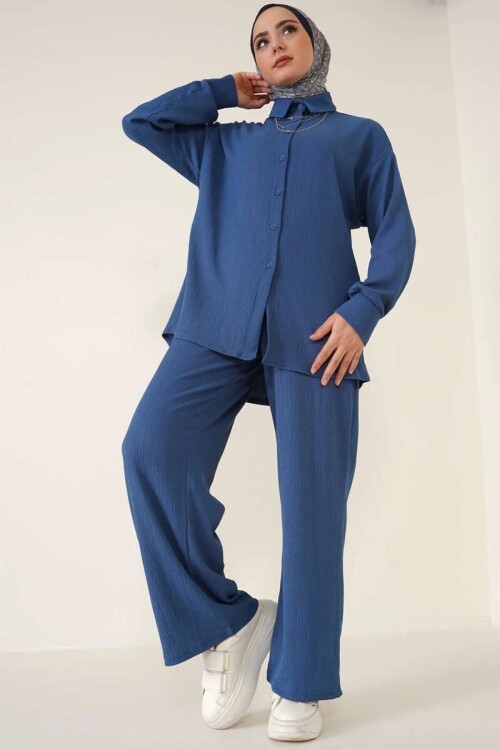 Merterium T5858 Örme Tesettür İkili Takım - İndigo