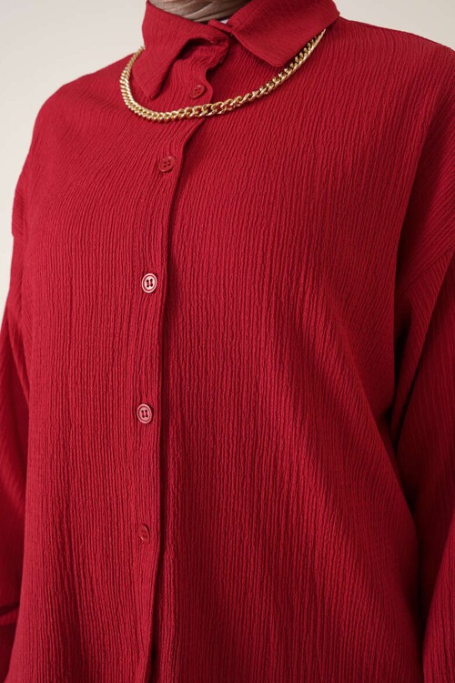 Merterium T5858 Örme Tesettür İkili Takım - Kırmızı