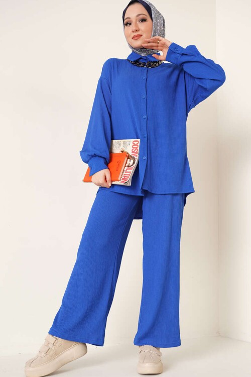 Merterium T5858 Örme Tesettür İkili Takım - Saks