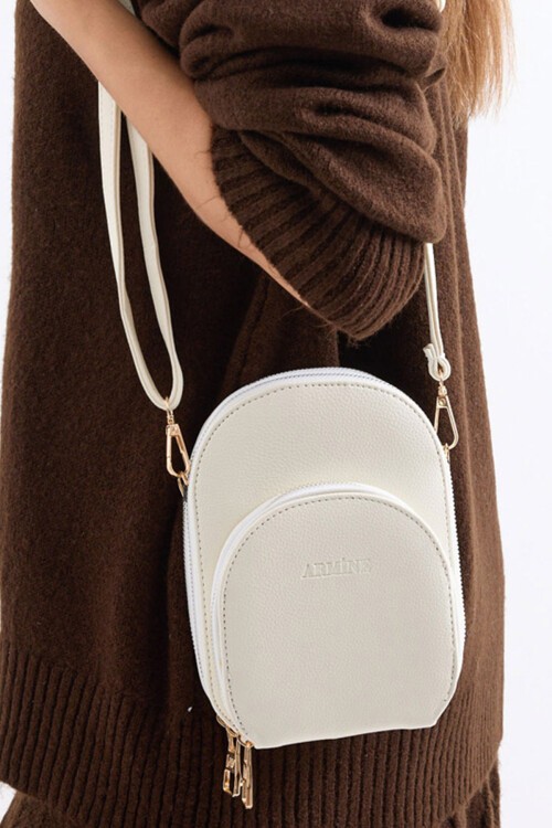 Merterium 010171 Mini Çapraz Omuz Çantası - Ekru