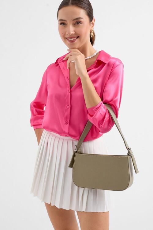 Merterium 010172 Düz Baget Omuz Çantası - Bej