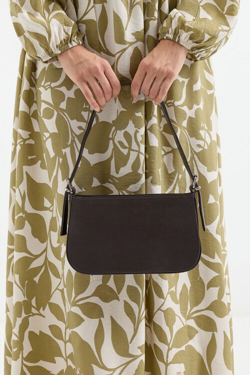 Merterium 010172 Düz Baget Omuz Çantası - Kahverengi