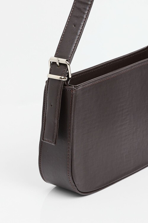 Merterium 010172 Düz Baget Omuz Çantası - Kahverengi