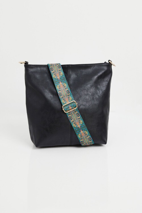 Merterium 010173 Suni Deri Omuz Çantası - Siyah