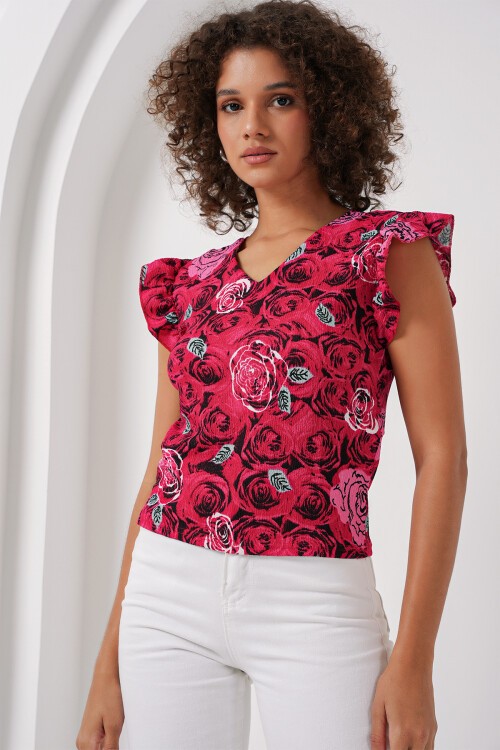 Merterium 0430 Örme Bluz - D.Kırmızı