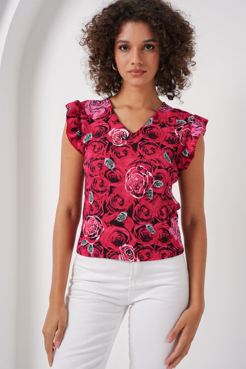 Merterium 0430 Örme Bluz - D.Kırmızı