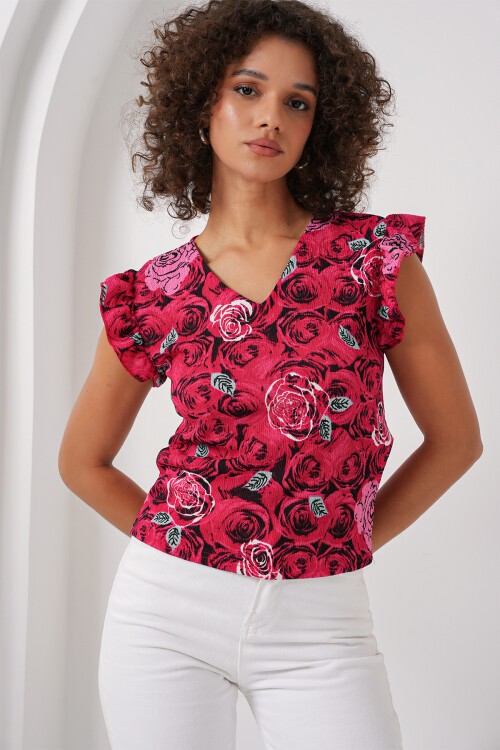 Merterium 0430 Örme Bluz - D.Kırmızı