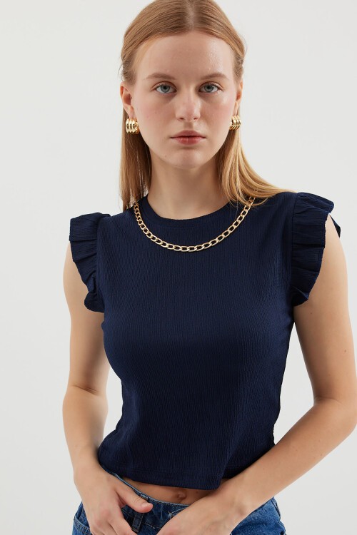 Merterium 0430 Örme Bluz - Lacivert