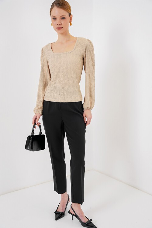 Merterium 0442 Uzun Kollu Bluz - Bisküvi