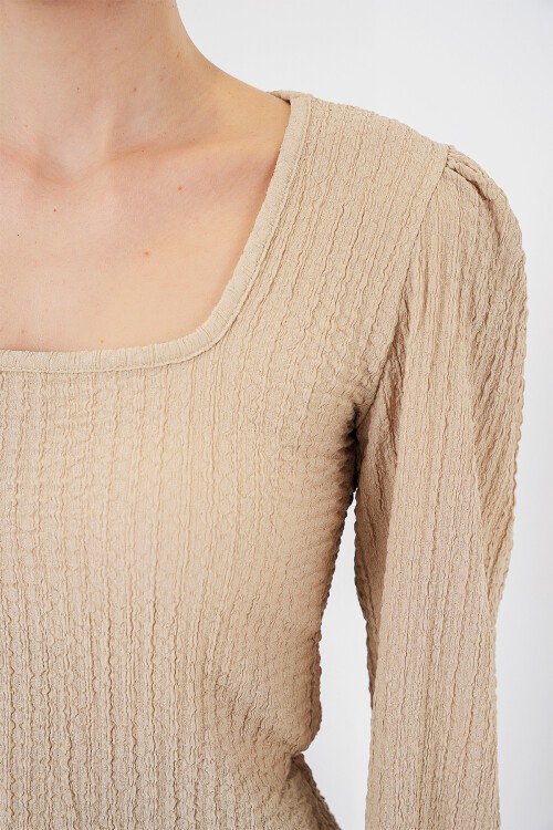 Merterium 0442 Uzun Kollu Bluz - Bisküvi