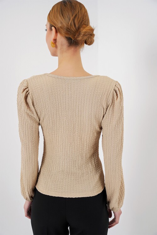 Merterium 0442 Uzun Kollu Bluz - Bisküvi