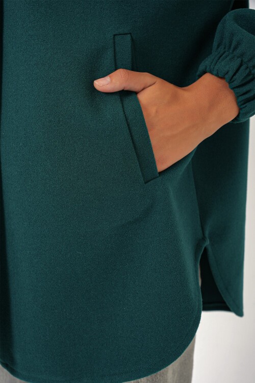 Merterium 0674 Cepli Oversize Gömlek - Y.Zümrüt