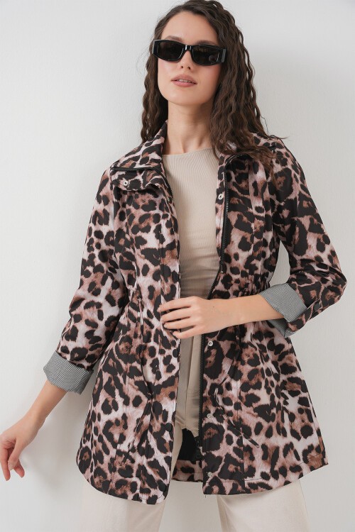 Merterium 10322 Beli Büzgülü Trençkot - D.Kahve