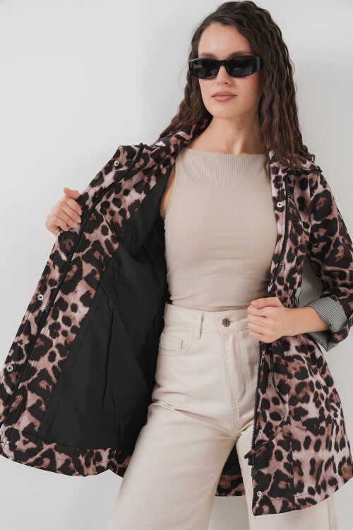 Merterium 10322 Beli Büzgülü Trençkot - D.Kahve