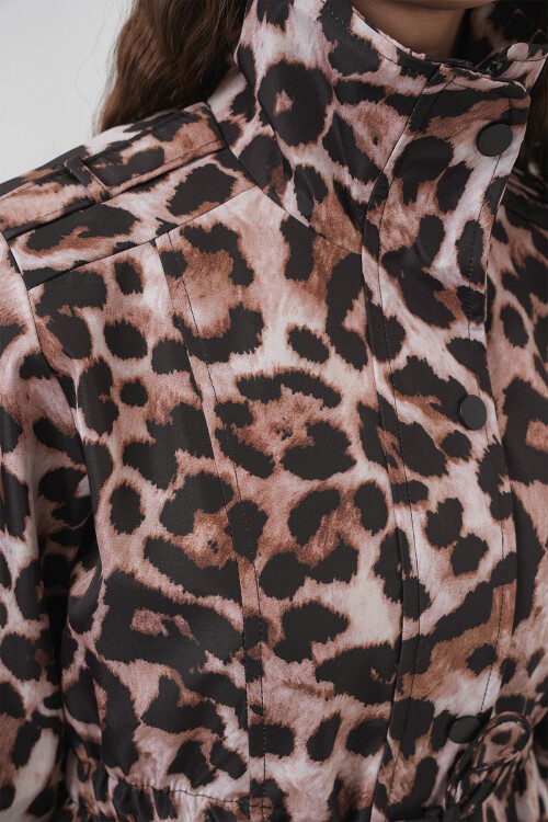 Merterium 10322 Beli Büzgülü Trençkot - D.Kahve