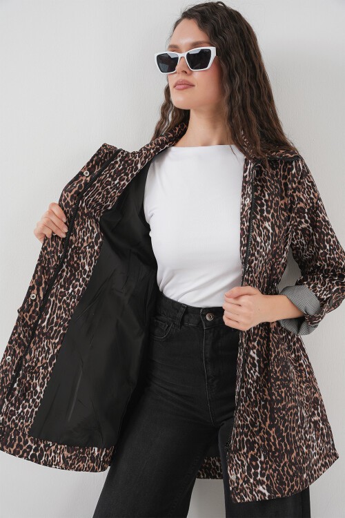 Merterium 10322 Beli Büzgülü Trençkot - E. Kahve