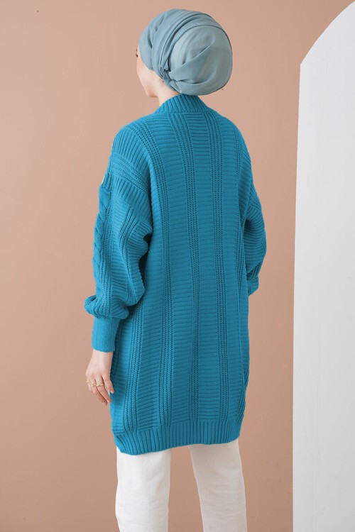 Merterium 15768 Tesettür Triko Hırka - B.Mavi