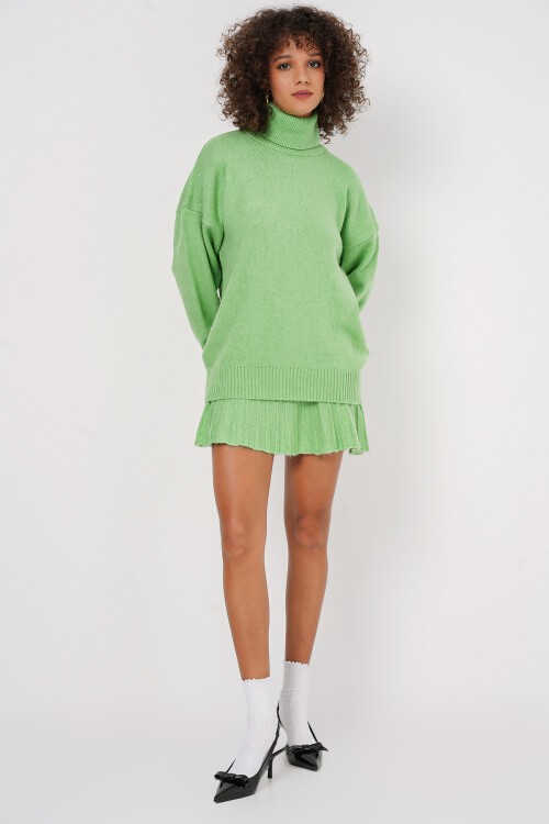 Merterium 15891 Kazak Etek Triko İkili Takım - E.Yeşil