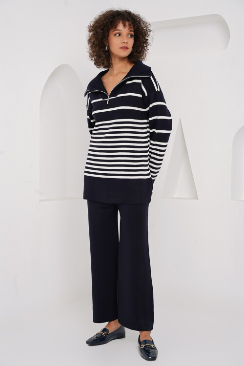 Merterium 15899 Triko Kazak Pantolon İkili Takım - Lacivert