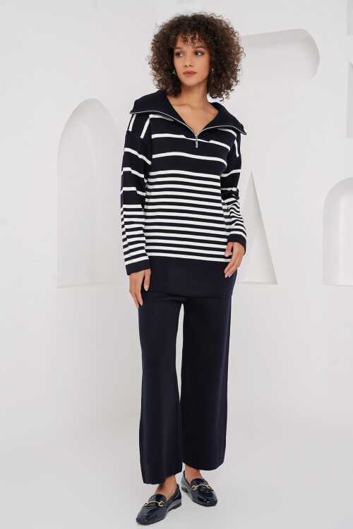 Merterium 15899 Triko Kazak Pantolon İkili Takım - Lacivert