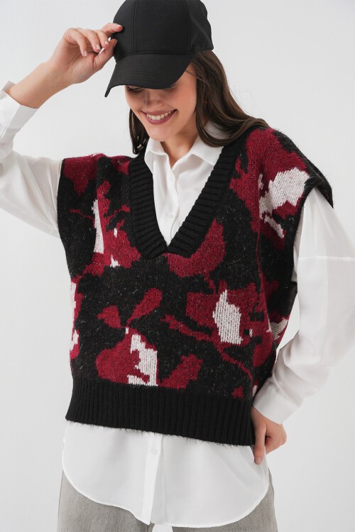 Merterium 15923 Kadın Oversize Triko Süveter - Siyah