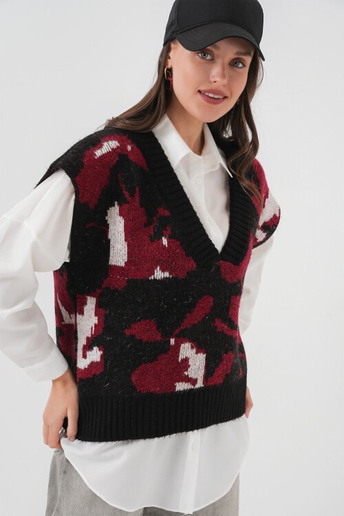 Merterium 15923 Kadın Oversize Triko Süveter - Siyah