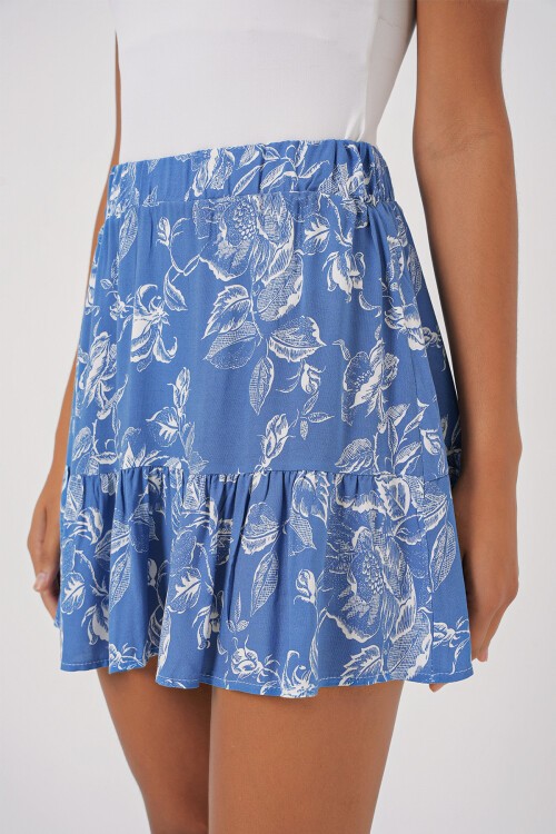 Merterium 1884 Örme Mini Etek - İndigo