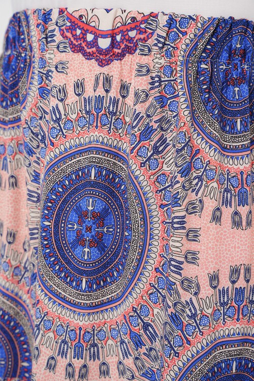 Merterium 1898 Desenli Uzun Etek - Saks