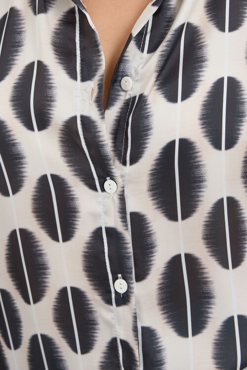 Merterium 3964 Hafif Dökümlü Saten Gömlek - B. Siyah