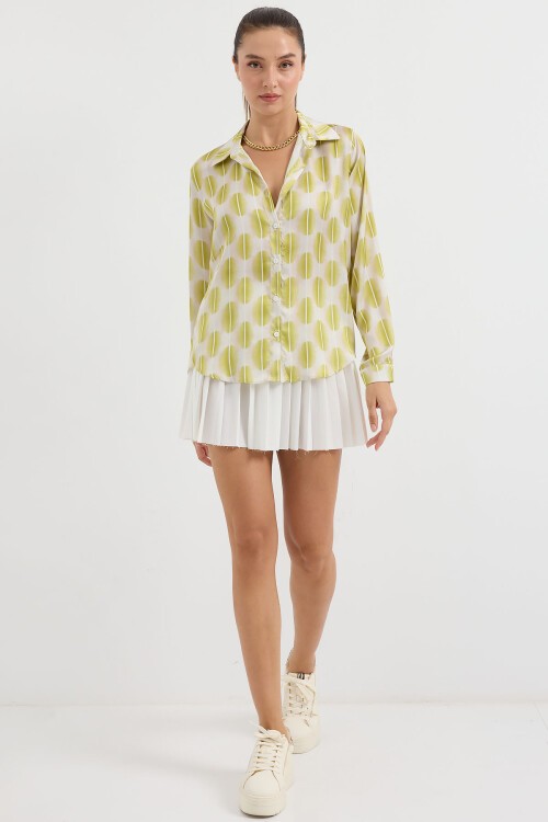 Merterium 3964 Hafif Dökümlü Saten Gömlek - C.Sarı